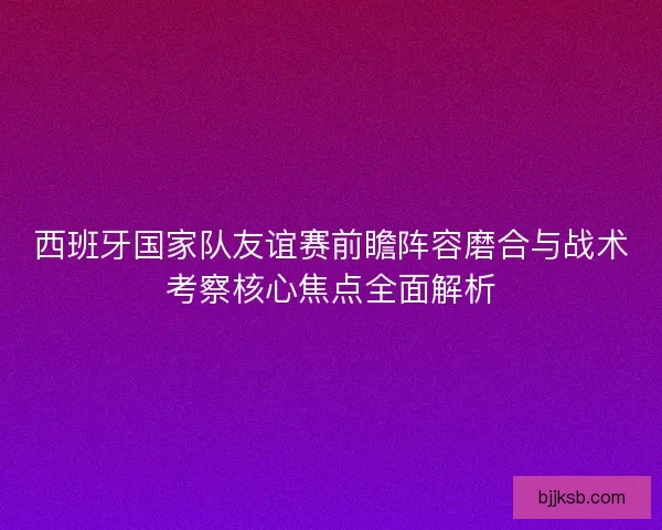 西班牙国家队友谊赛前瞻阵容磨合与战术考察核心焦点全面解析