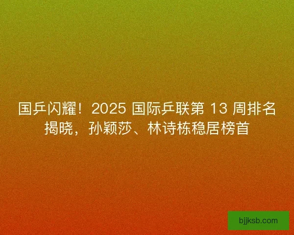 国乒闪耀！2025 国际乒联第 13 周排名揭晓，孙颖莎、林诗栋稳居榜首