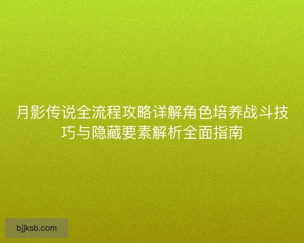月影传说全流程攻略详解角色培养战斗技巧与隐藏要素解析全面指南